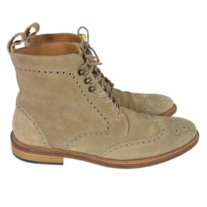 Taft The Mack Boot Mens 11 Tan Leather Suede Wingtip Lace Up Brogue Service